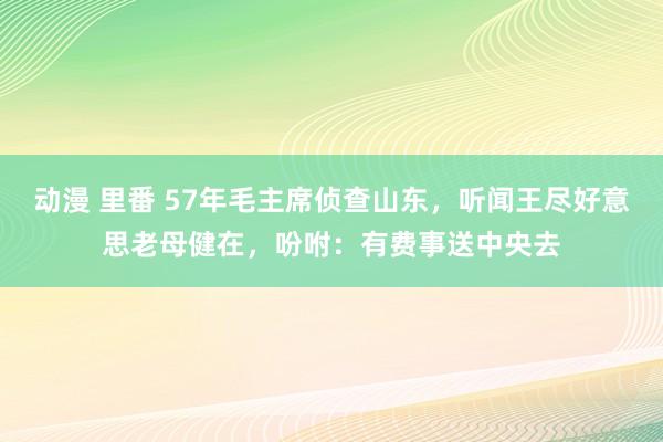 动漫 里番 57年毛主席侦查山东，听闻王尽好意思老母健在，吩咐：有费事送中央去