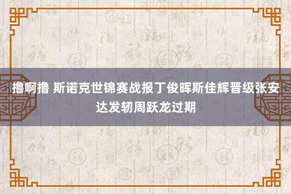 撸啊撸 斯诺克世锦赛战报丁俊晖斯佳辉晋级张安达发轫周跃龙过期