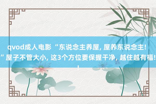 qvod成人电影 “东说念主养屋, 屋养东说念主! ”屋子不管大小, 这3个方位要保握干净, 越住越有福!