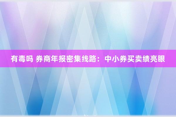 有毒吗 券商年报密集线路：中小券买卖绩亮眼