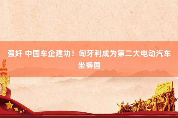 强奸 中国车企建功！匈牙利成为第二大电动汽车坐褥国